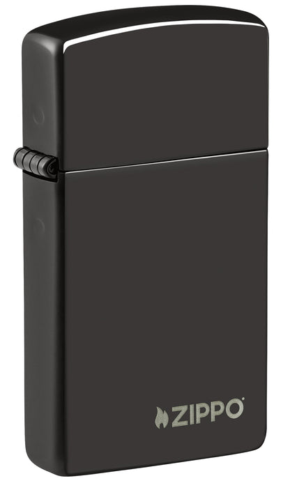 Zippo Slim® High Polish Black Logo Windproof Lighter