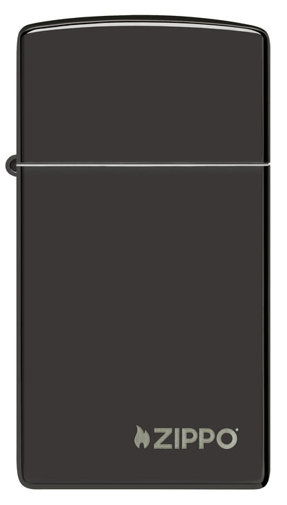 Zippo Slim® High Polish Black Logo Windproof Lighter