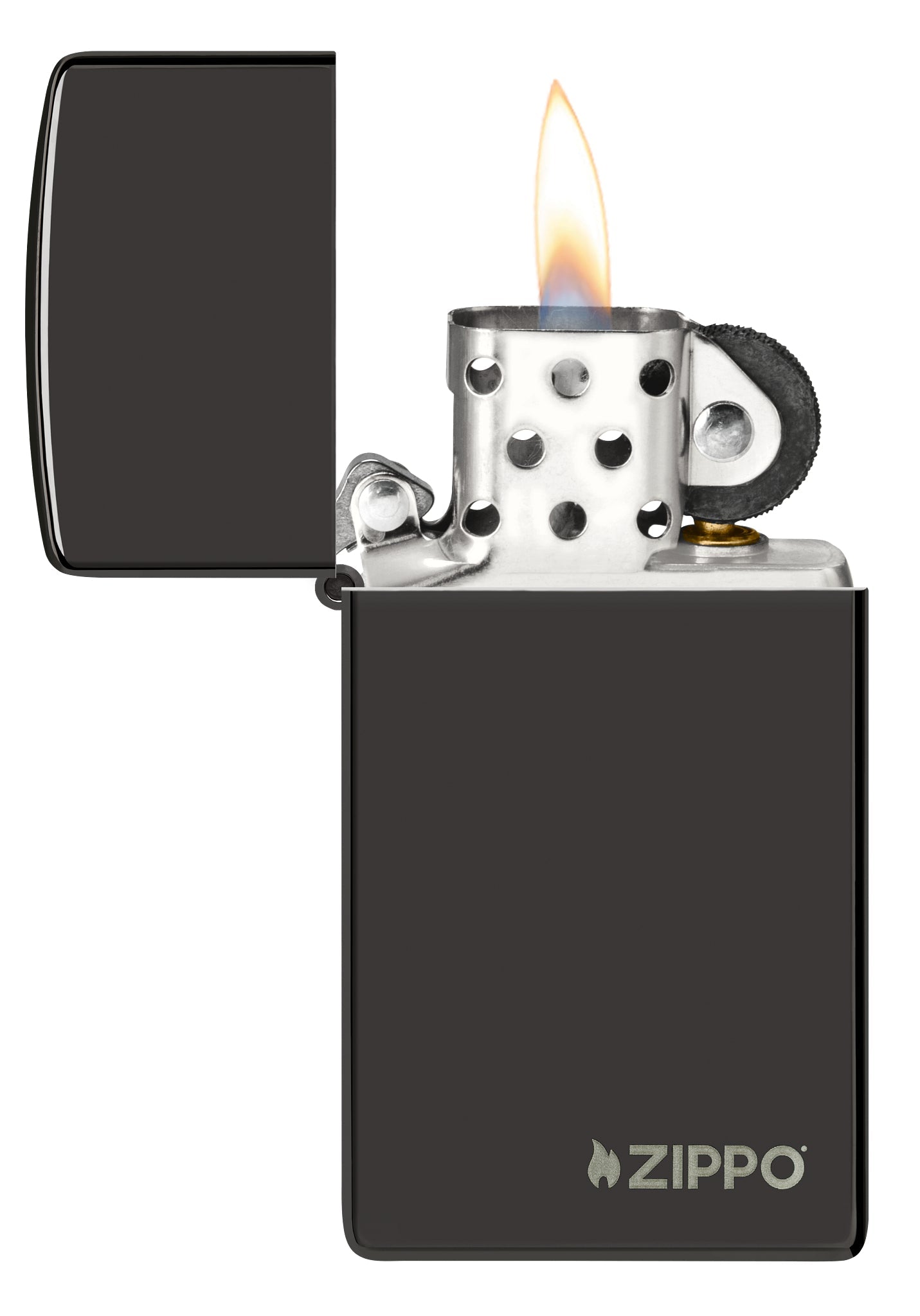 Zippo Slim® High Polish Black Logo Windproof Lighter