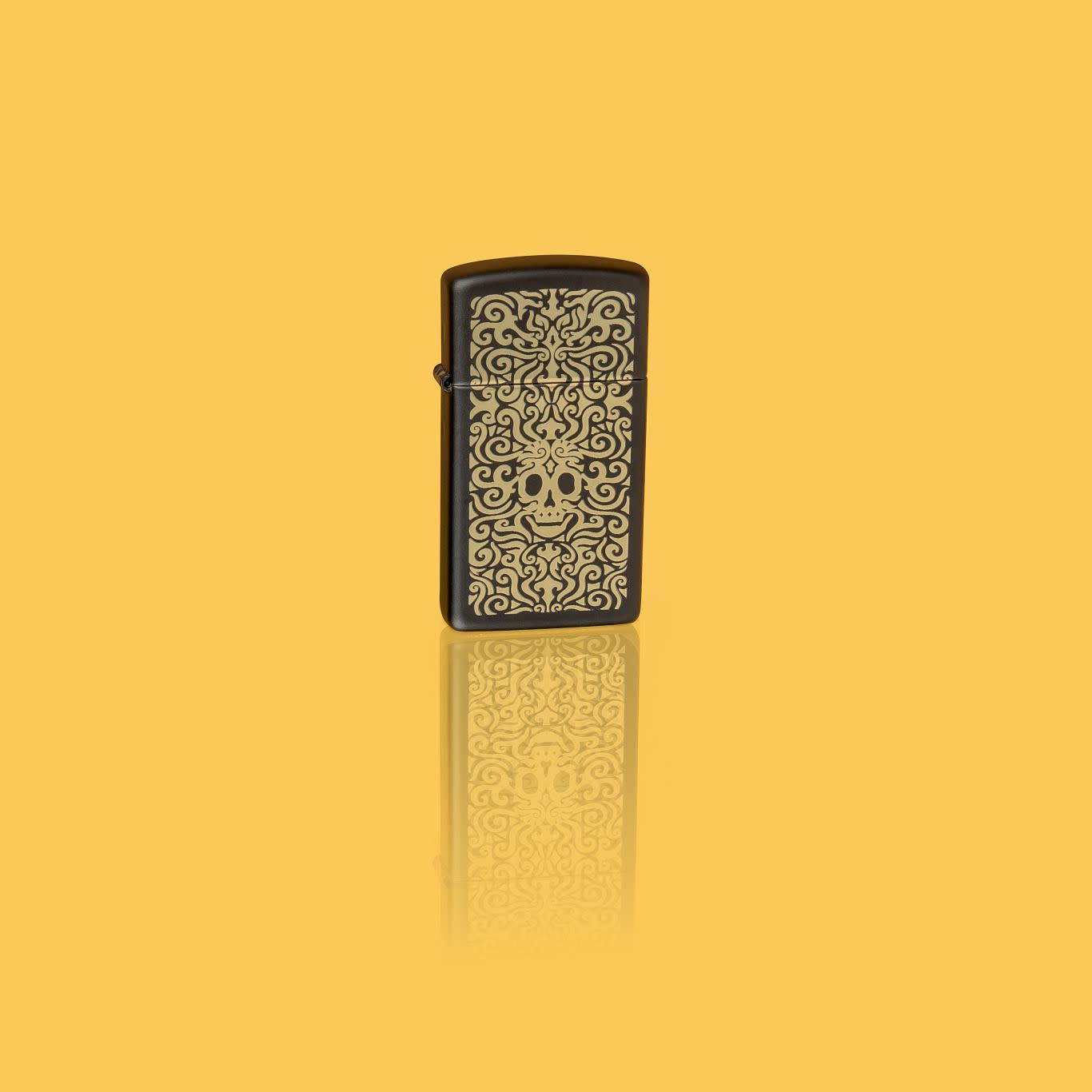 Zippo Skull Filigree Design Slim® Black Matte Windproof Lighter