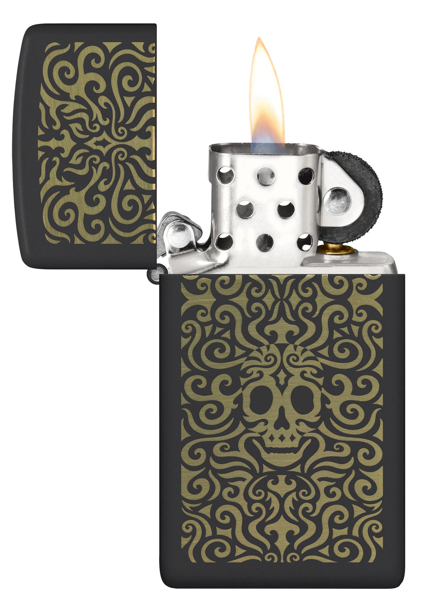 Zippo Skull Filigree Design Slim® Black Matte Windproof Lighter