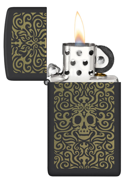 Zippo Skull Filigree Design Slim® Black Matte Windproof Lighter