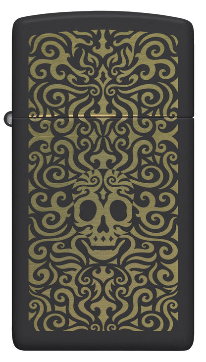 Zippo Skull Filigree Design Slim® Black Matte Windproof Lighter