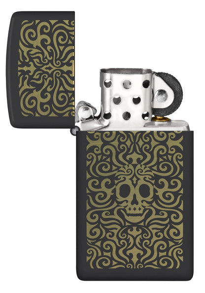 Zippo Skull Filigree Design Slim® Black Matte Windproof Lighter