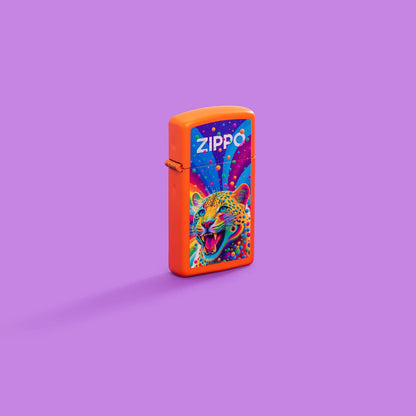 Zippo Leopard Design Slim Orange Matte Windproof Lighter