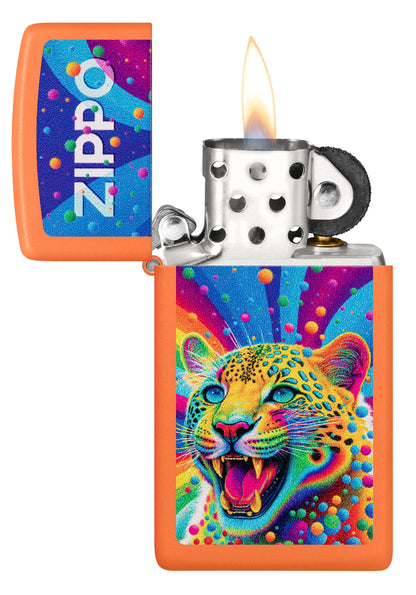 Zippo Leopard Design Slim Orange Matte Windproof Lighter