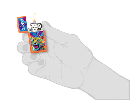 Zippo Leopard Design Slim Orange Matte Windproof Lighter