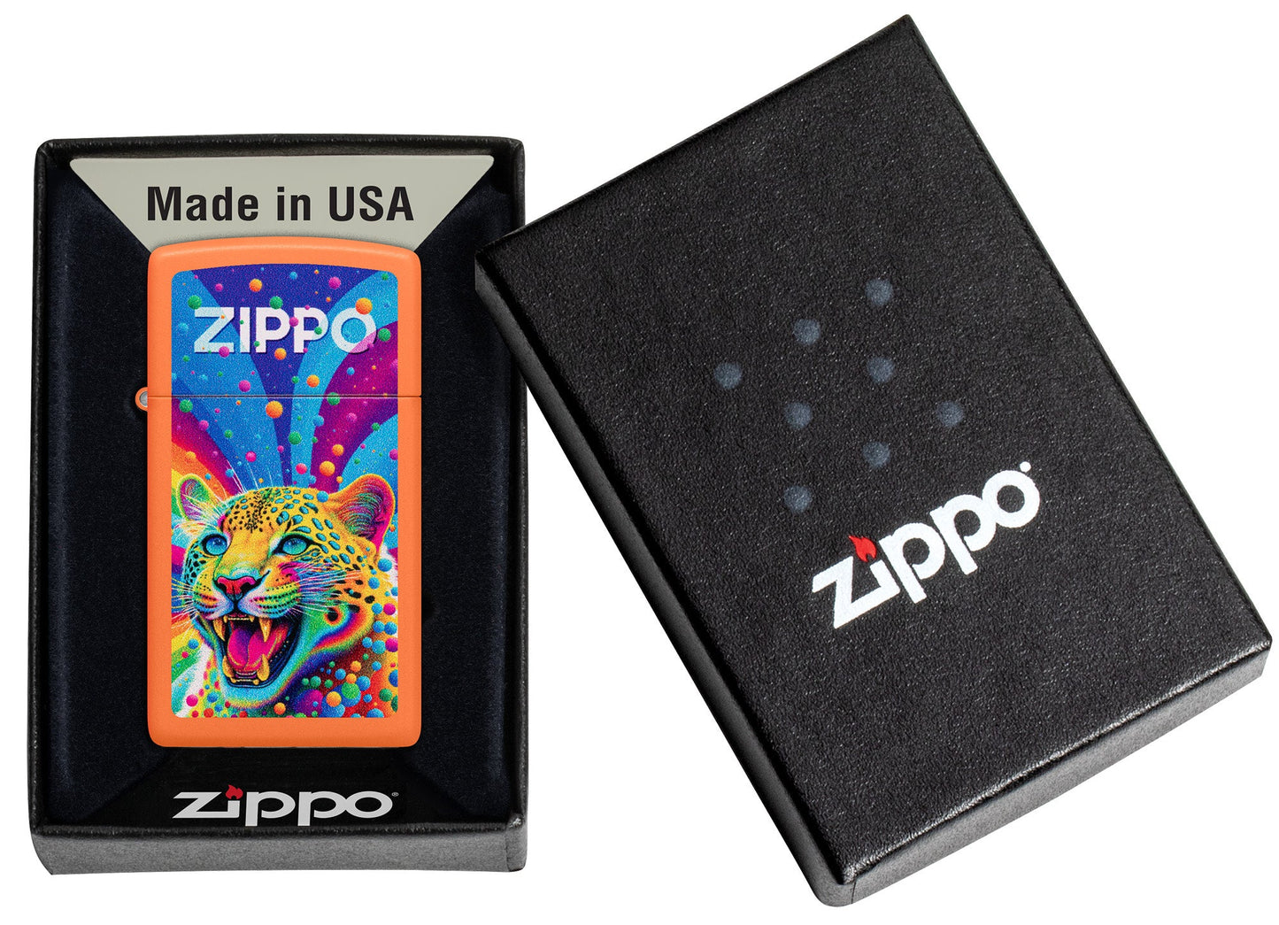 Zippo Leopard Design Slim Orange Matte Windproof Lighter