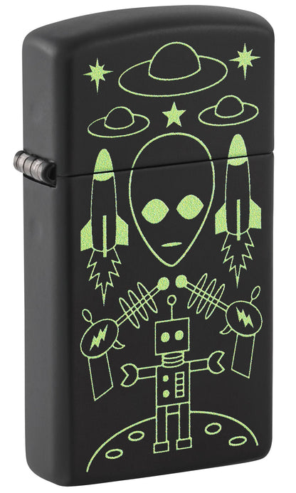 Zippo Alien Invasion Design Slim® Black Matte Windproof Lighter