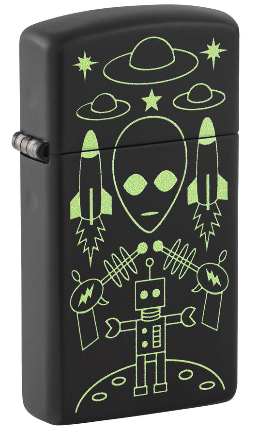 Zippo Alien Invasion Design Slim® Black Matte Windproof Lighter