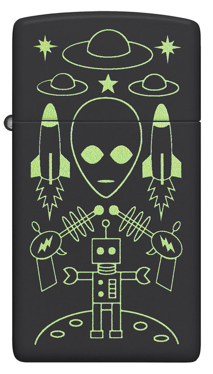 Zippo Alien Invasion Design Slim® Black Matte Windproof Lighter