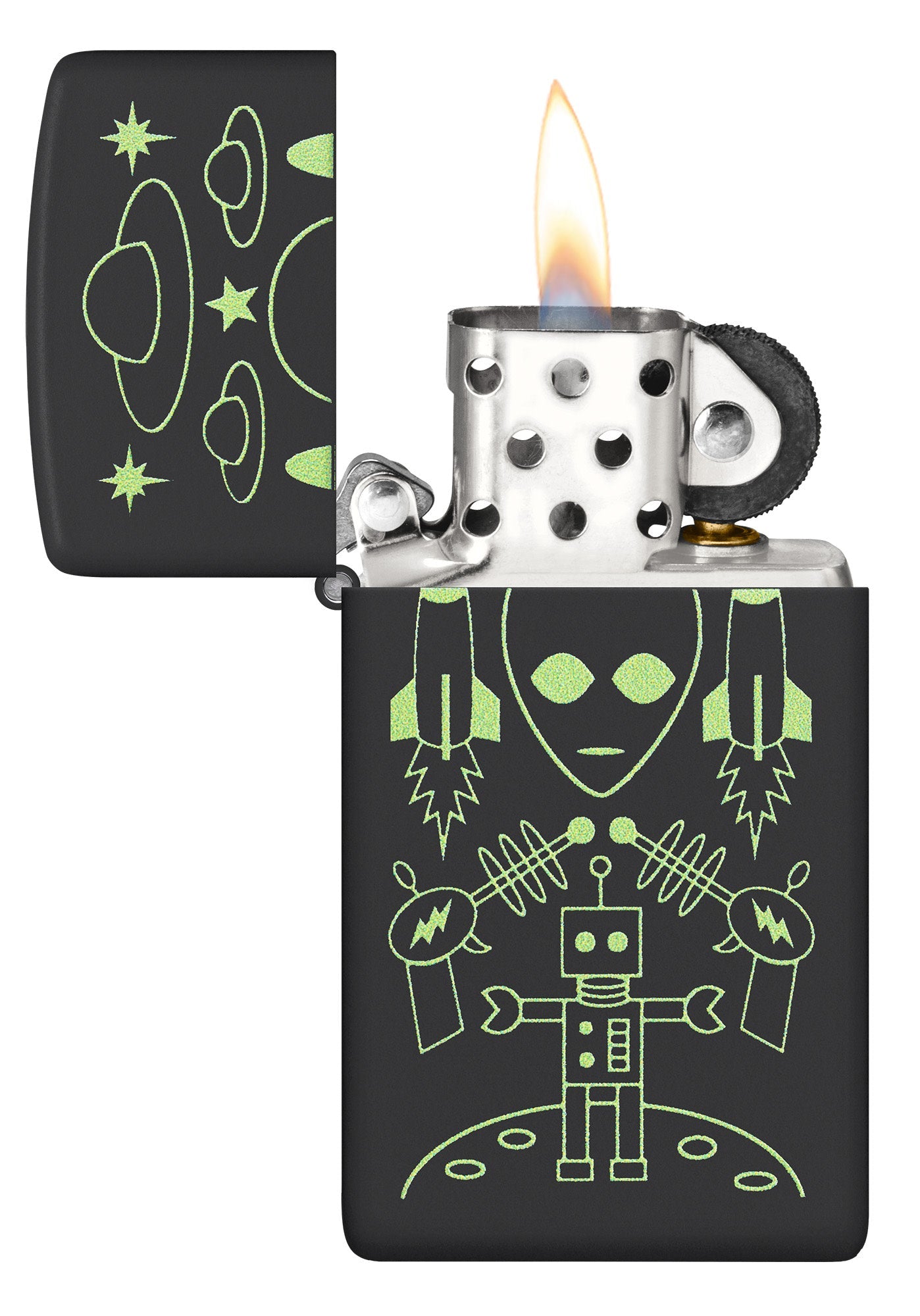 Zippo Alien Invasion Design Slim® Black Matte Windproof Lighter