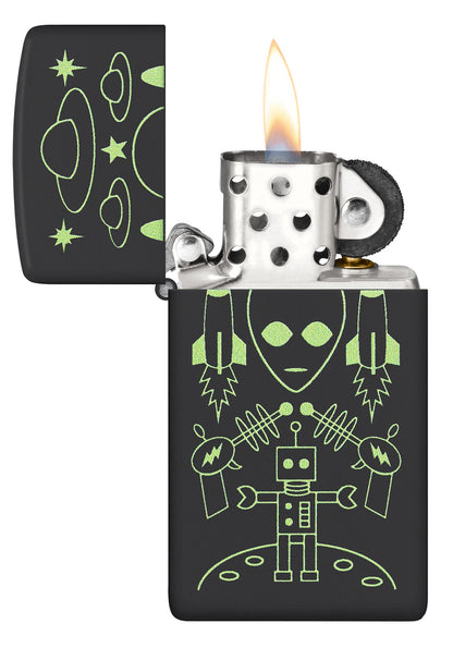 Zippo Alien Invasion Design Slim® Black Matte Windproof Lighter