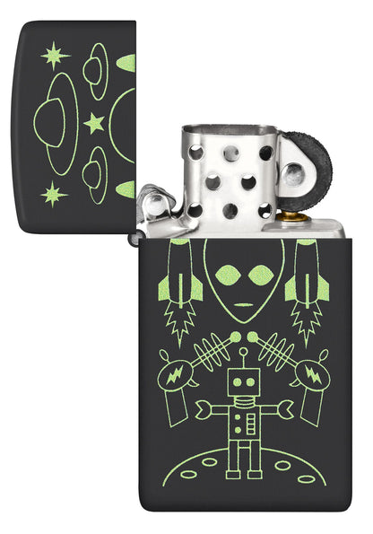 Zippo Alien Invasion Design Slim® Black Matte Windproof Lighter