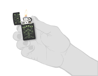 Zippo Alien Invasion Design Slim® Black Matte Windproof Lighter