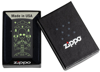 Zippo Alien Invasion Design Slim® Black Matte Windproof Lighter