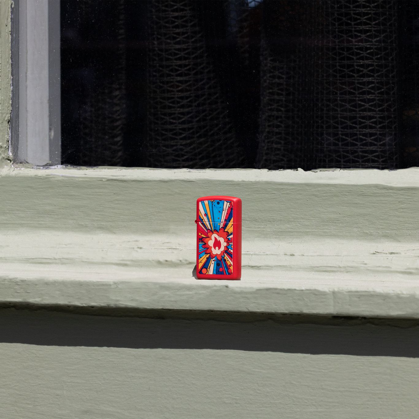 Zippo Comic Blast Design Slim Red Matte Windproof Lighter
