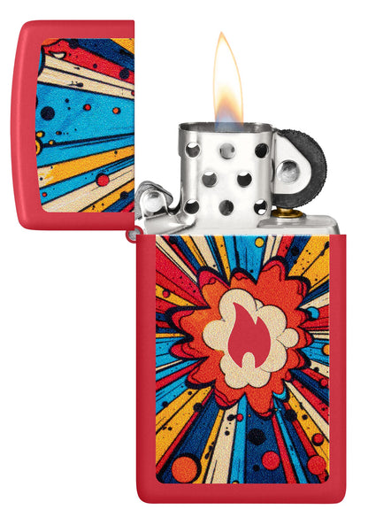 Zippo Comic Blast Design Slim Red Matte Windproof Lighter