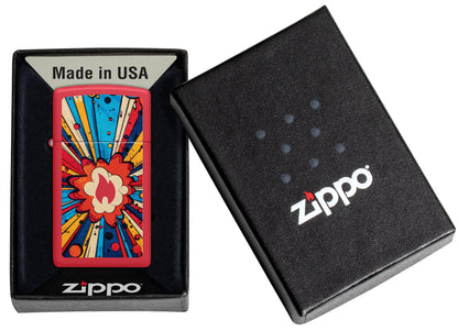 Zippo Comic Blast Design Slim Red Matte Windproof Lighter