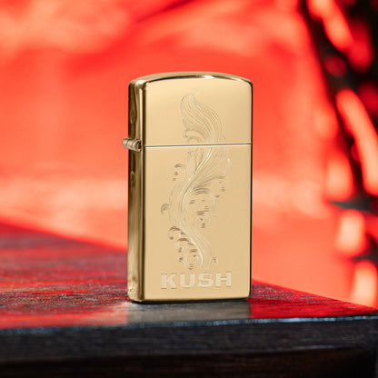 Zippo Slim® Kush Design High Polish Brass Windproof Lighter