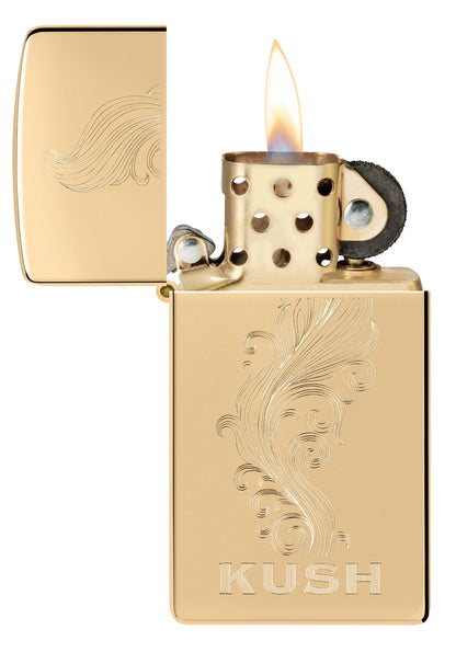 Zippo Slim® Kush Design High Polish Brass Windproof Lighter
