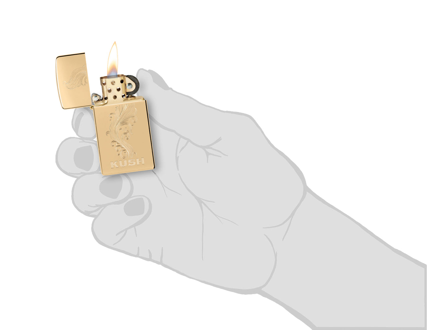Zippo Slim® Kush Design High Polish Brass Windproof Lighter
