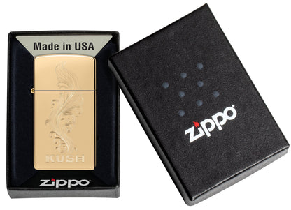 Zippo Slim® Kush Design High Polish Brass Windproof Lighter