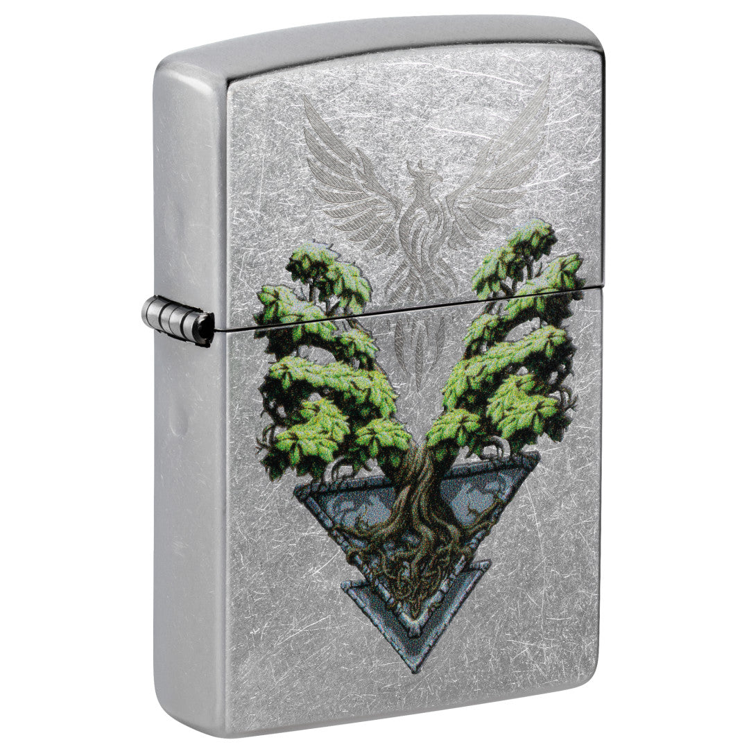 Zippo Phoenix Tree Design Street Chrome Windproof Lighter