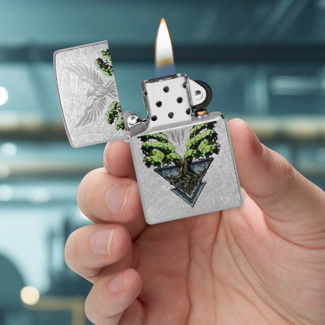 Zippo Phoenix Tree Design Street Chrome Windproof Lighter
