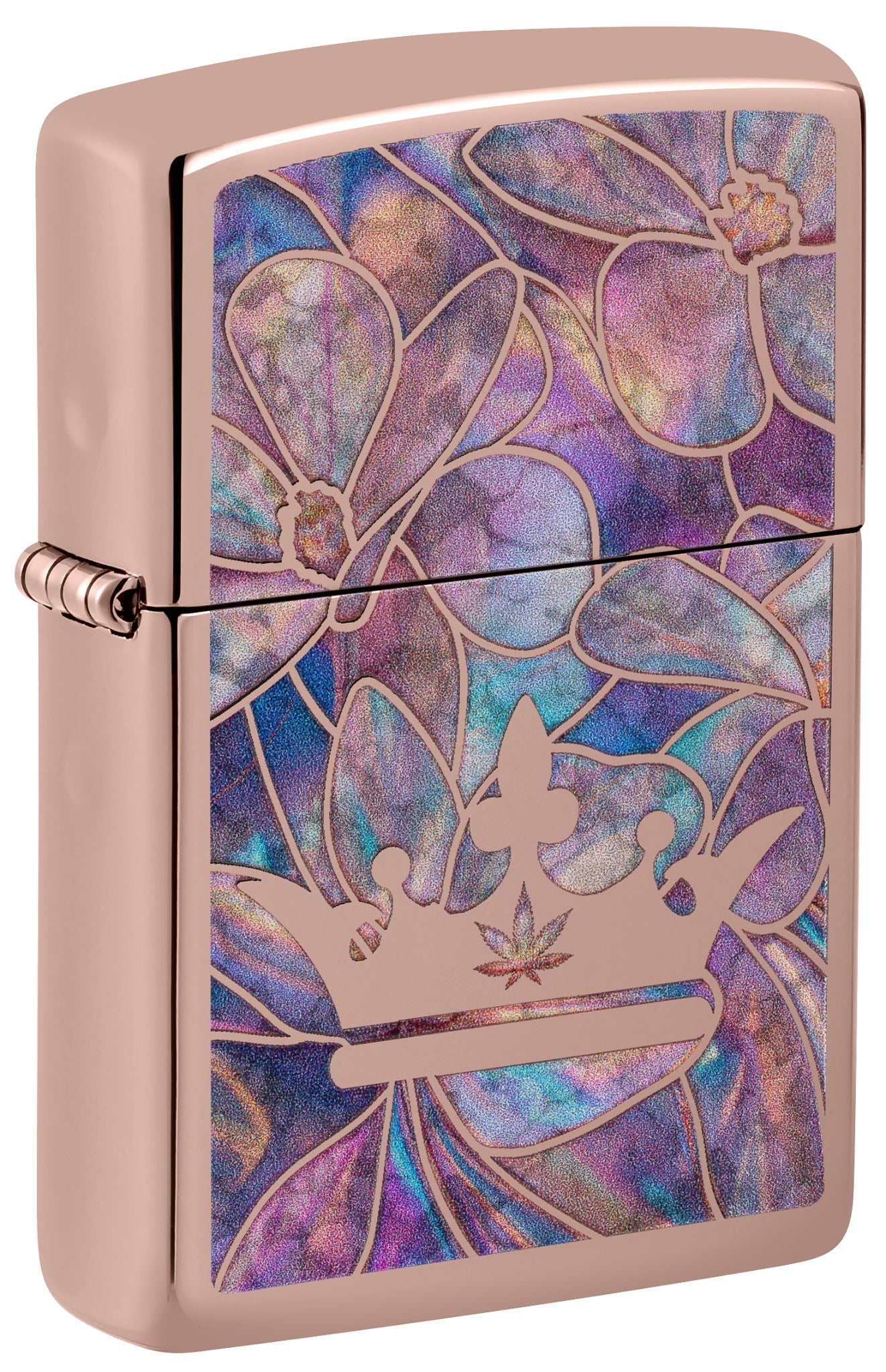 Zippo Queen of Bud Opal Crown Design High Polish Rose Gold Windproof Lighter