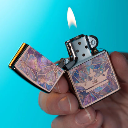Zippo Queen of Bud Opal Crown Design High Polish Rose Gold Windproof Lighter