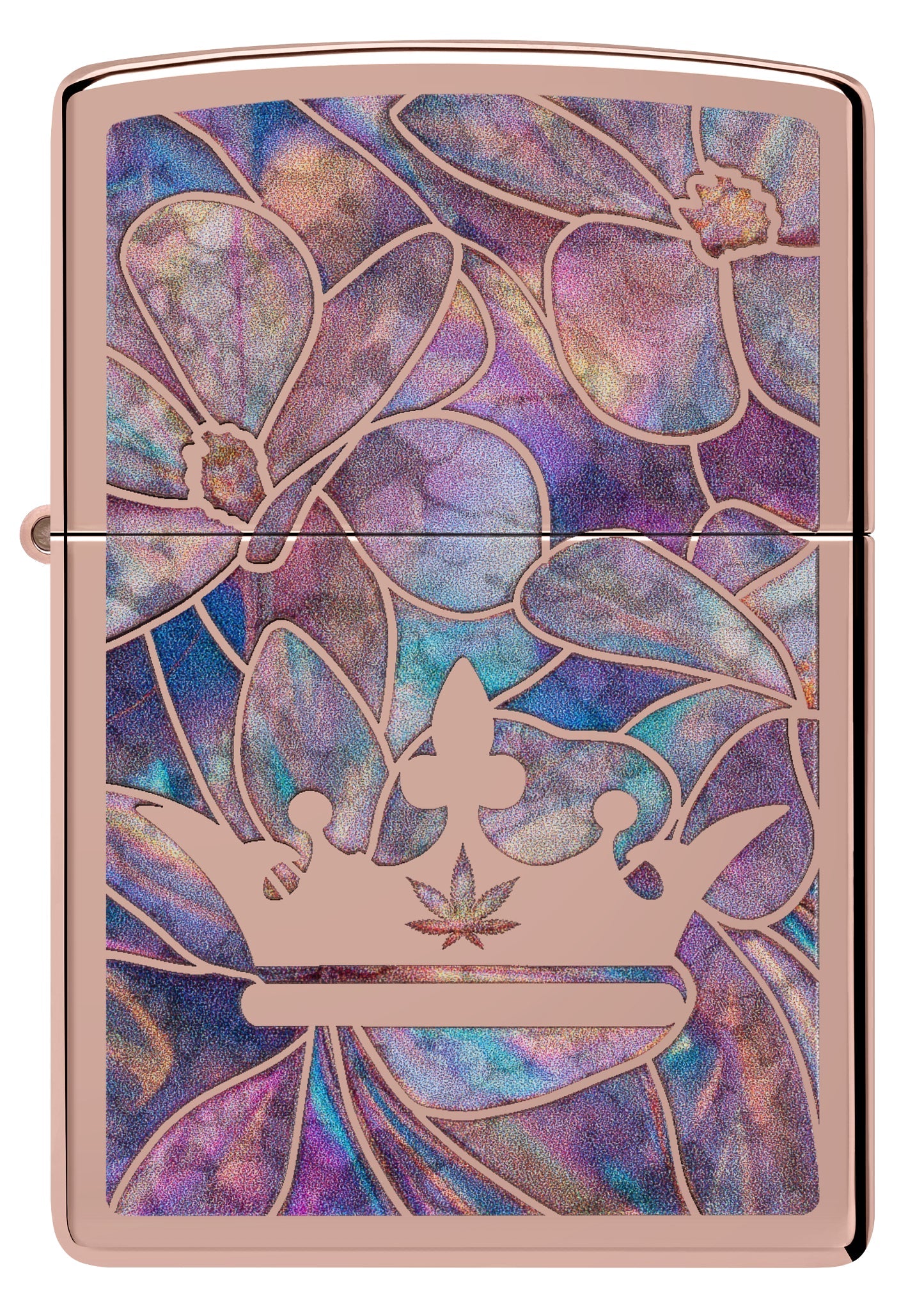 Zippo Queen of Bud Opal Crown Design High Polish Rose Gold Windproof Lighter