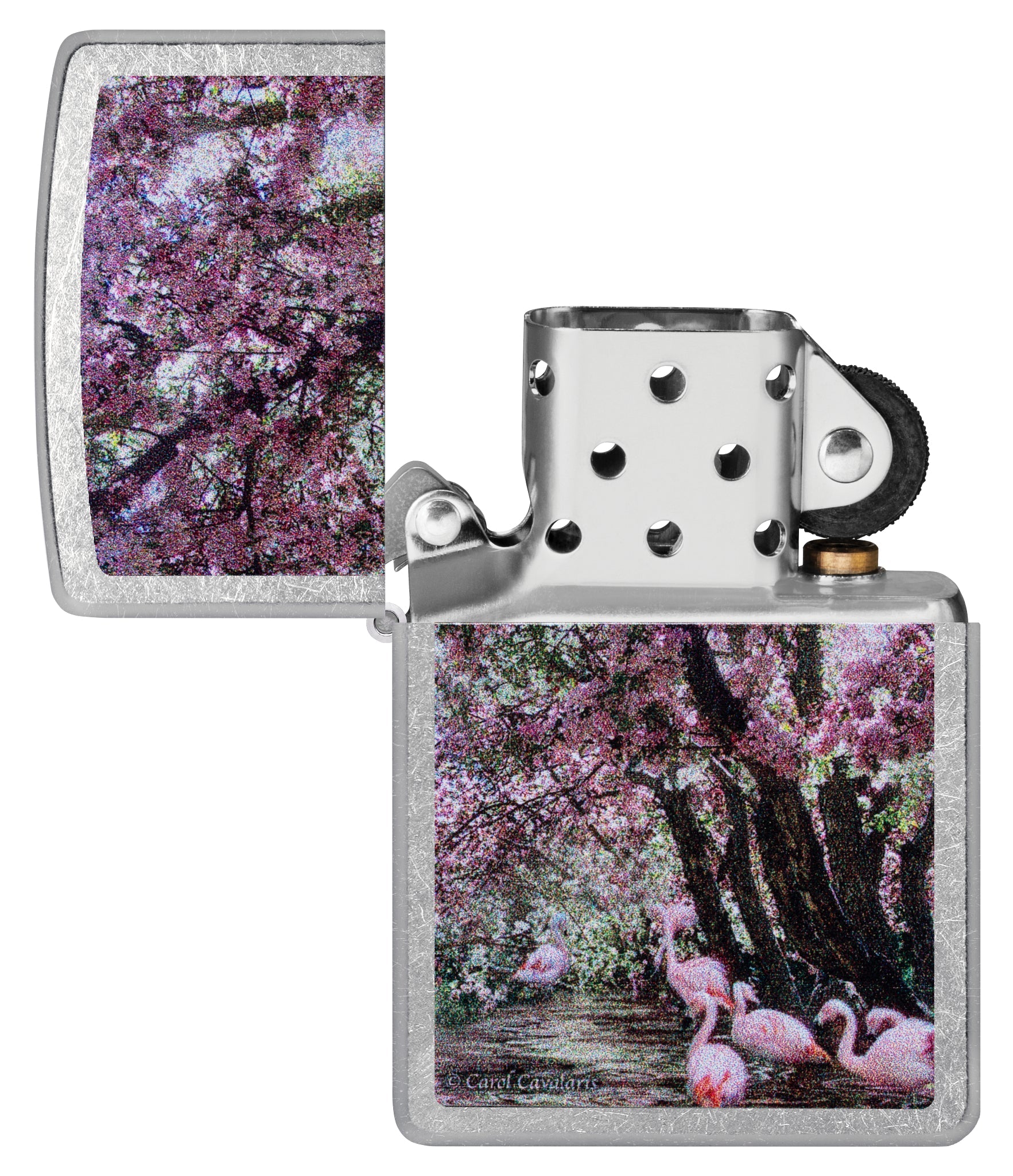 Zippo Carol Cavalaris Flamingo Lagoon Design Street Chrome Windproof Lighter