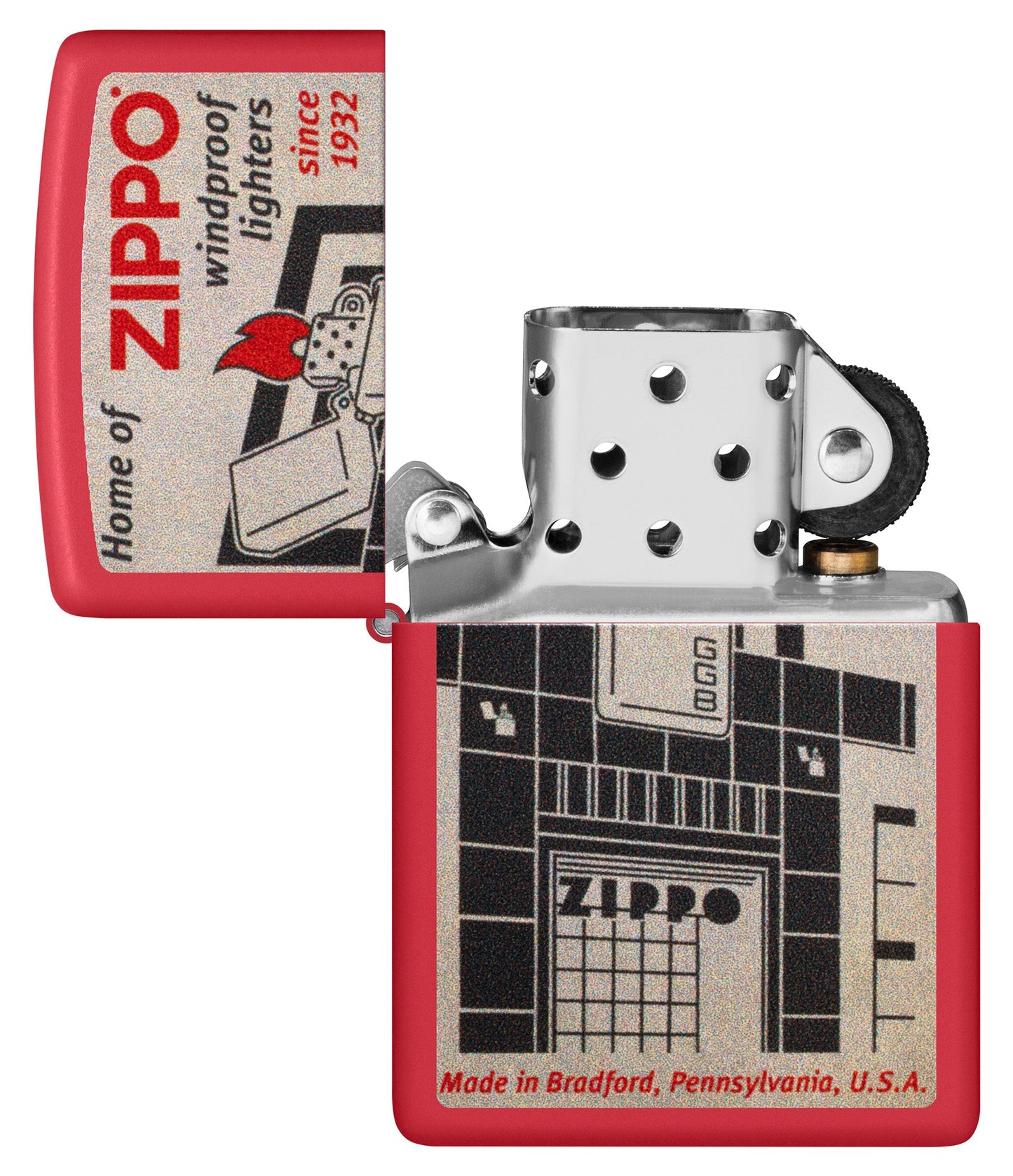 Zippo Blueprint Design Red Matte Windproof Lighter