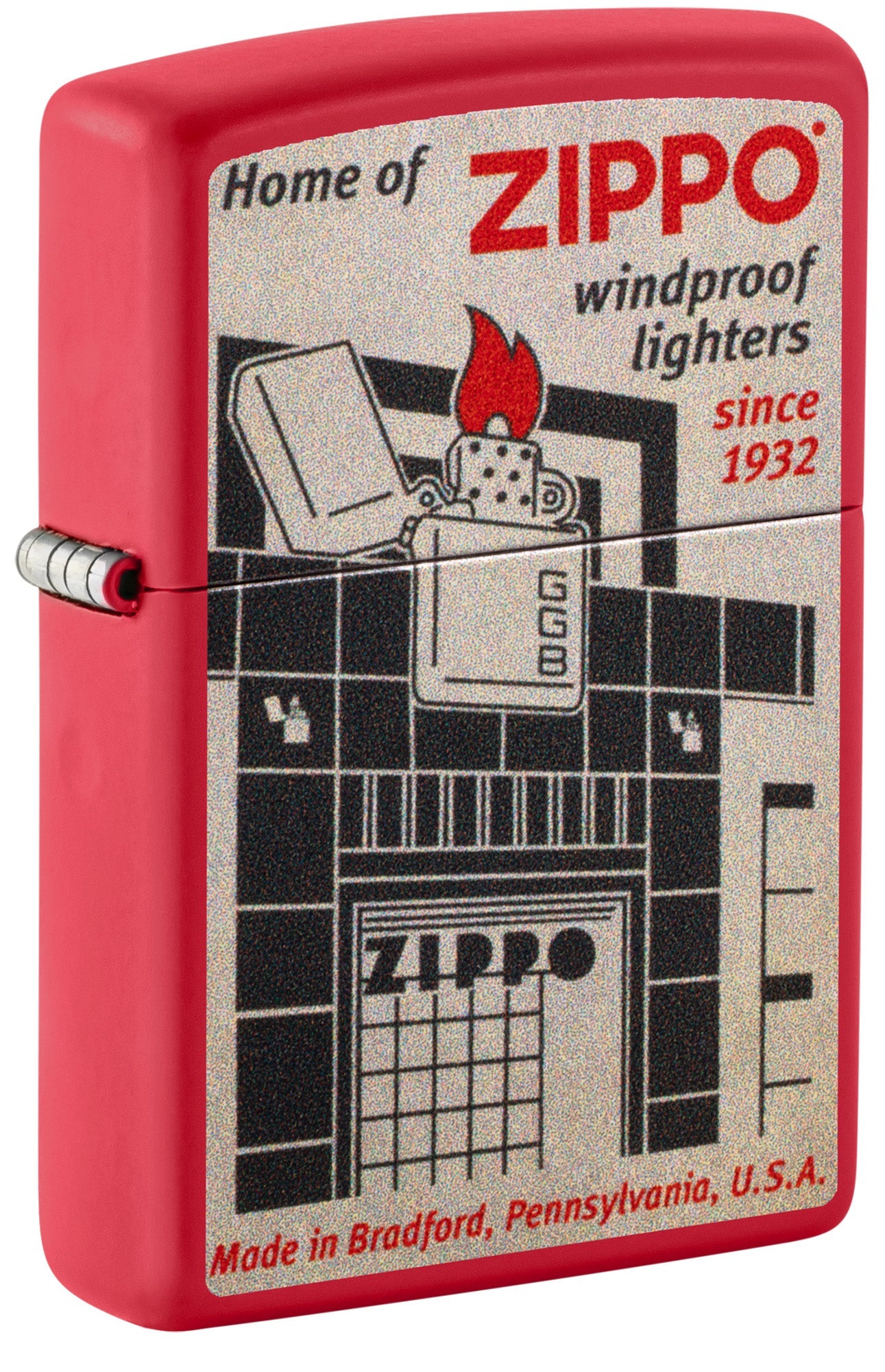 Zippo Blueprint Design Red Matte Windproof Lighter
