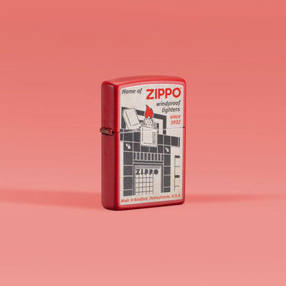 Zippo Blueprint Design Red Matte Windproof Lighter