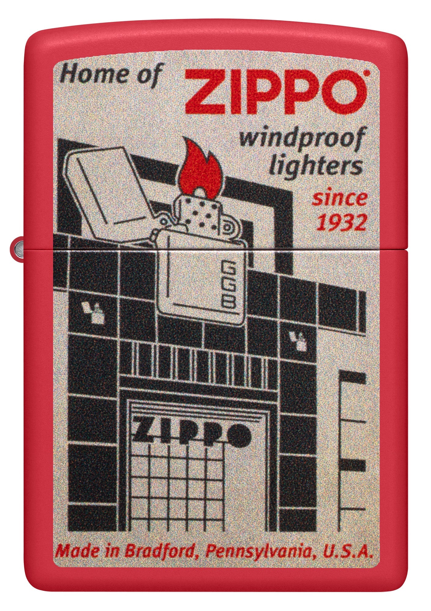 Zippo Blueprint Design Red Matte Windproof Lighter