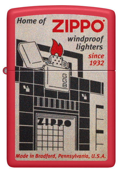 Zippo Blueprint Design Red Matte Windproof Lighter