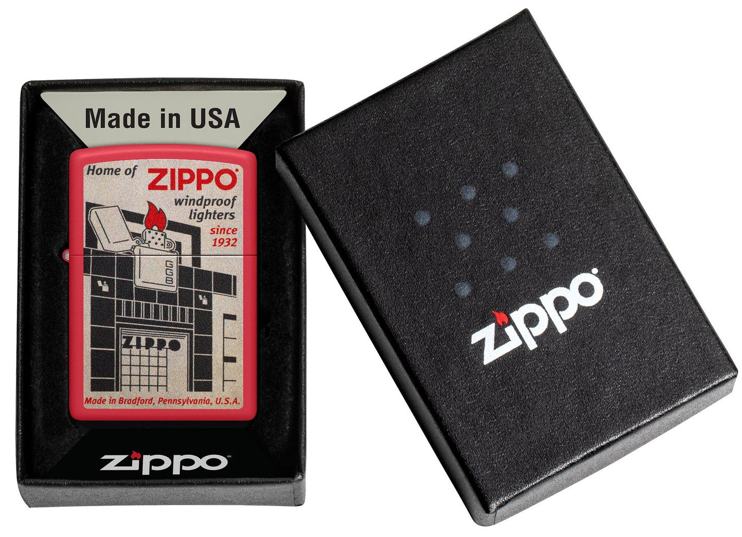 Zippo Blueprint Design Red Matte Windproof Lighter