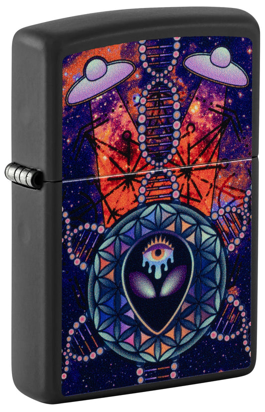 Zippo All Seeing Alien Design Black Matte Windproof Lighter