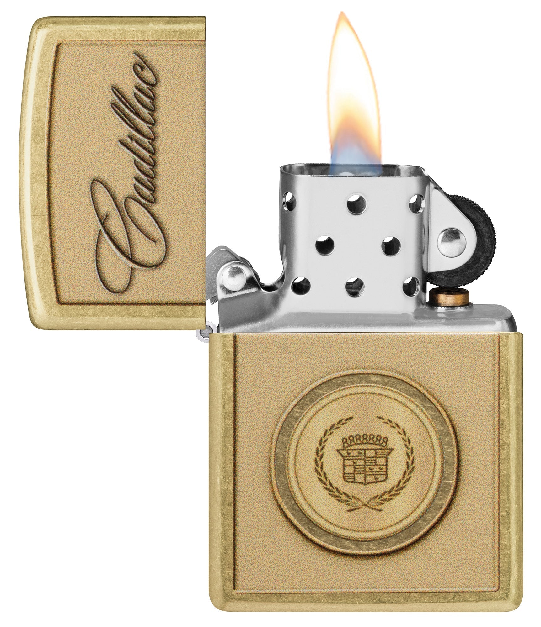 Zippo Cadillac Crest Design Street Brass Windproof Lighter
