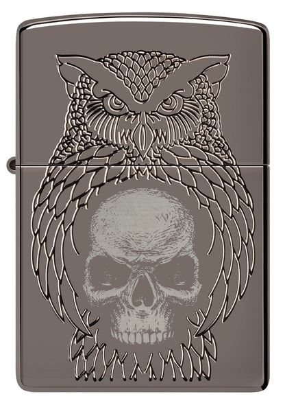 Zippo Night Owl Design Armor® Black Ice® Windproof Lighter