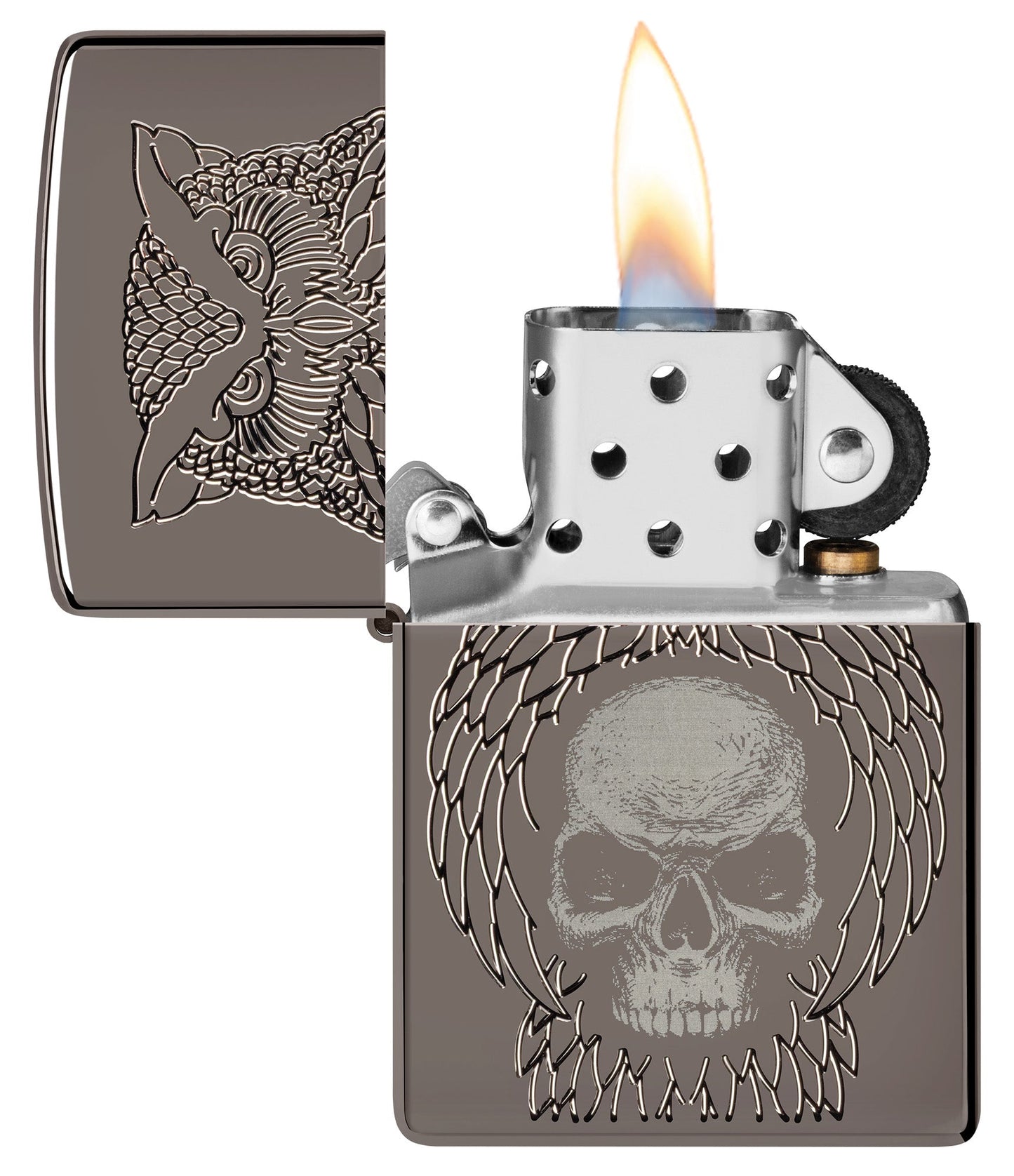 Zippo Night Owl Design Armor® Black Ice® Windproof Lighter