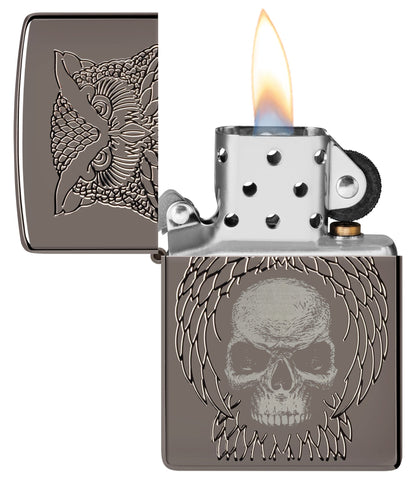 Zippo Night Owl Design Armor® Black Ice® Windproof Lighter