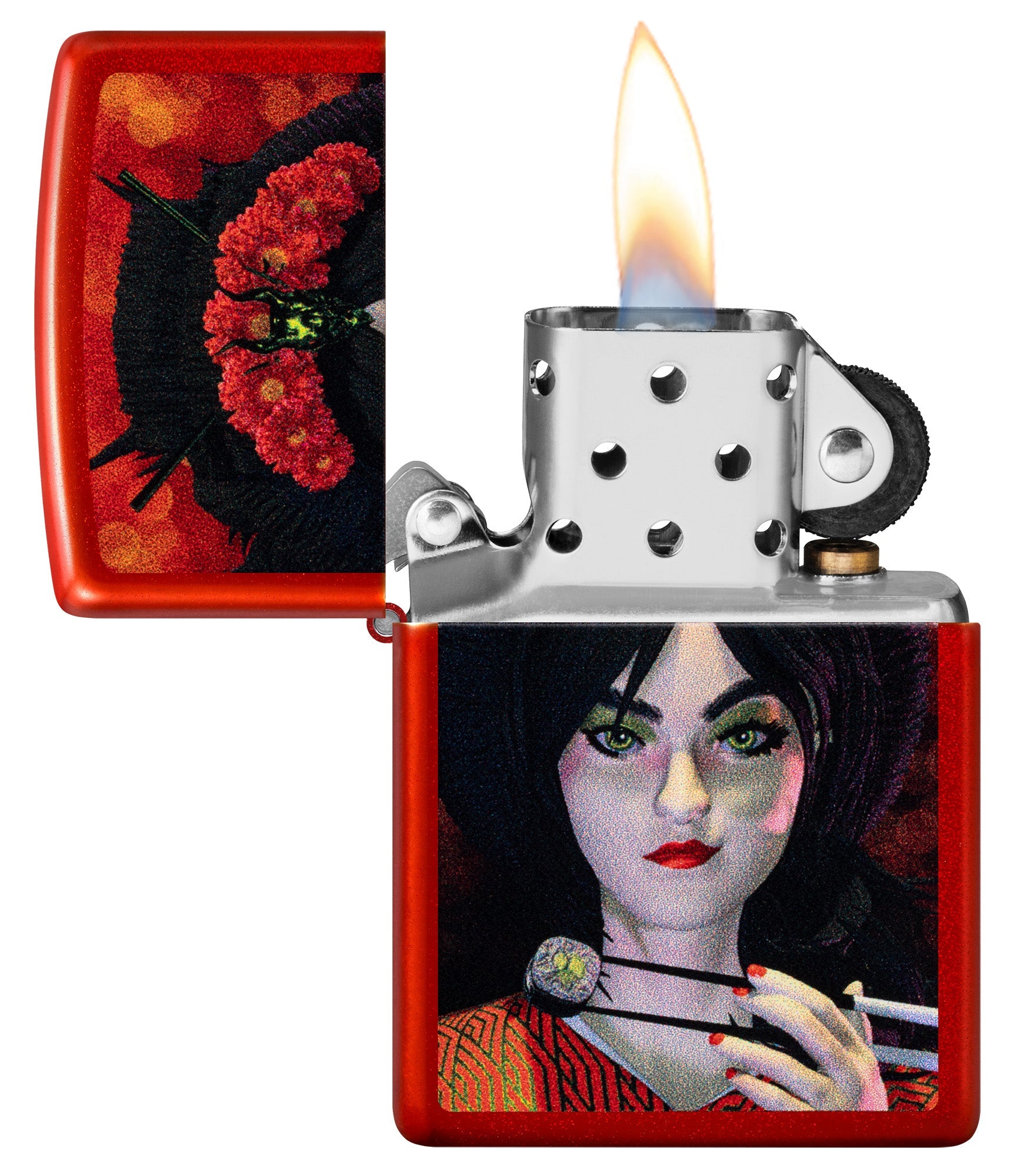 Zippo Dinner for Two Design Metallic Red Windproof Lighter
