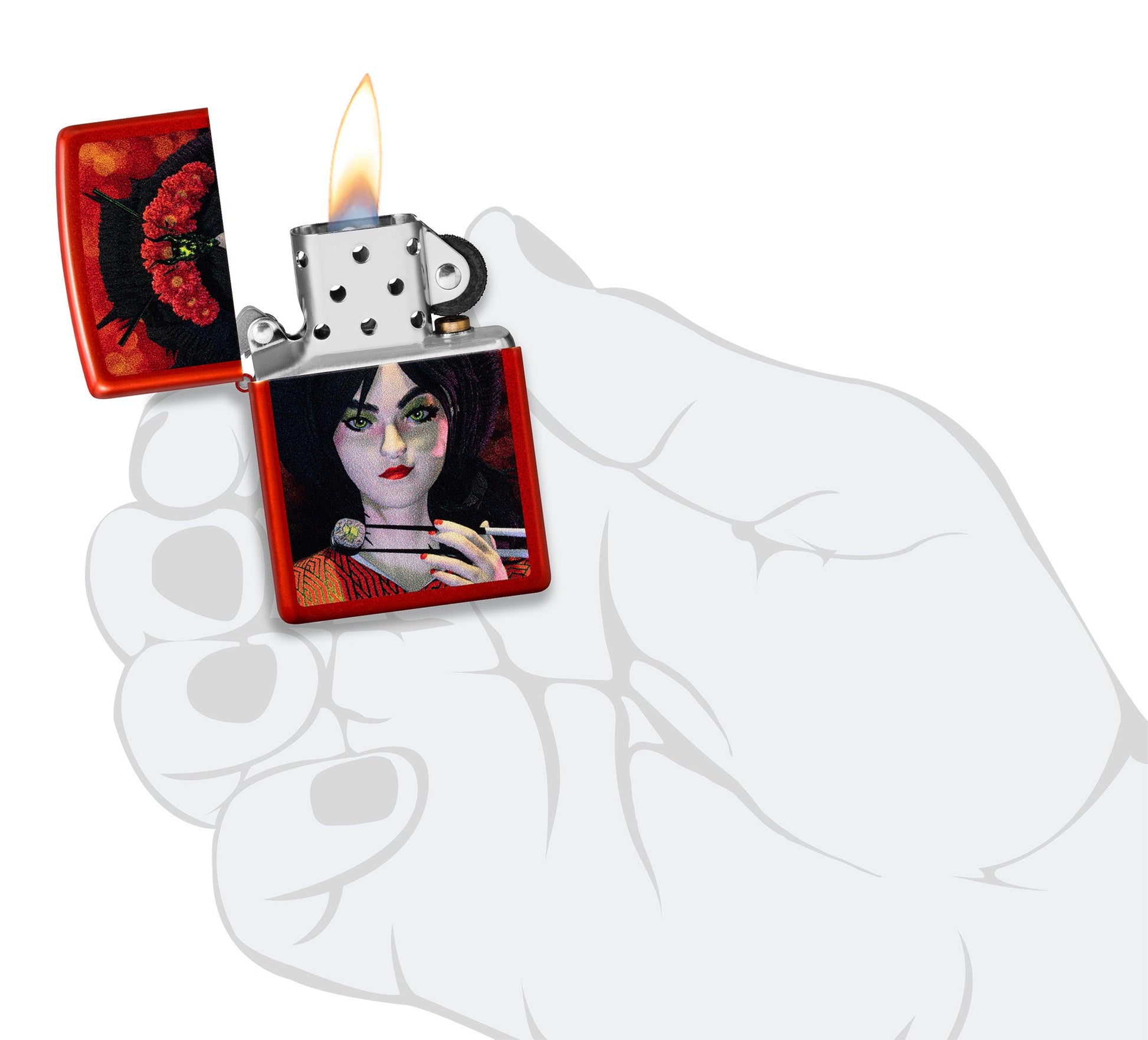 Zippo Dinner for Two Design Metallic Red Windproof Lighter