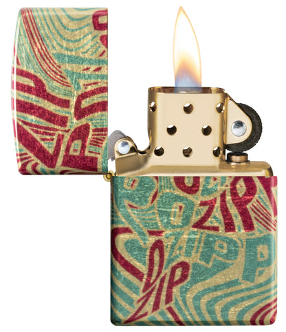 Zippo Zag Design 540 Tumbled Brass Windproof Lighter