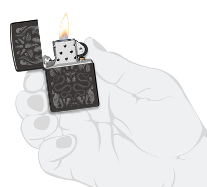 Zippo Bone Mosaic Design Ebony Windproof Lighter