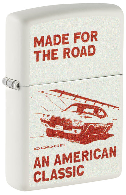 Zippo Dodge Made for the Road Design White Matte Windproof Lighter