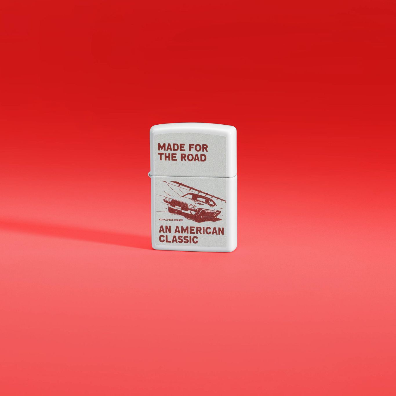 Zippo Dodge Made for the Road Design White Matte Windproof Lighter